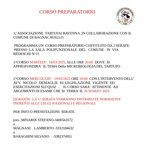 Corso preparatorio abilitazione raccolta tartufo